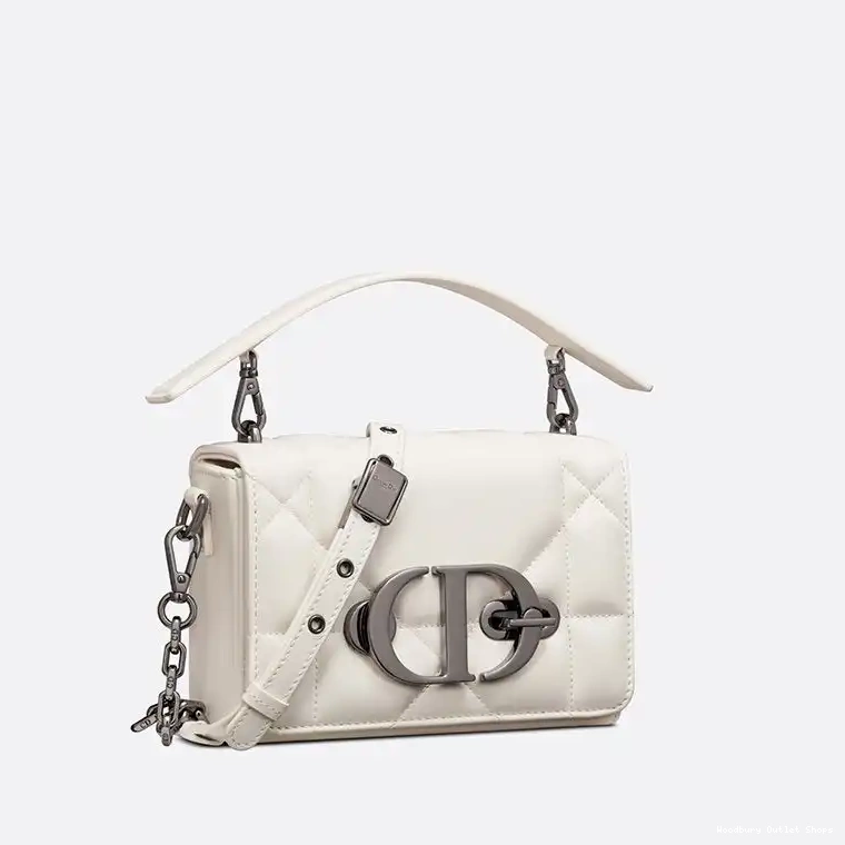 Cheap Box 30 Dior White Lambskin Montaigne Bag with Handle Maxicannage 0408 Hot Sale